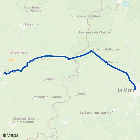 TER Aléop (Pays de la Loire) Laval - le Mans map