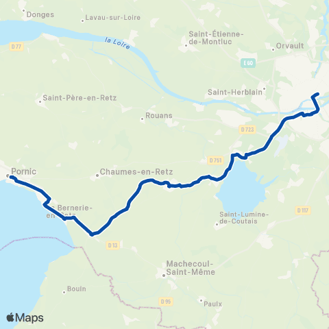 TER Aléop (Pays de la Loire) Nantes - Pornic map