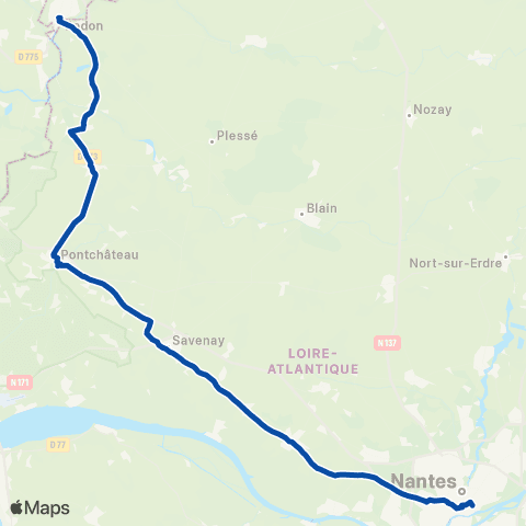 TER Aléop (Pays de la Loire) Nantes - Redon map