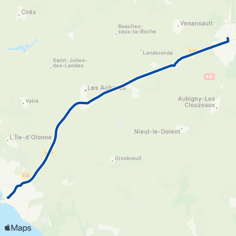 TER Aléop (Pays de la Loire) Nantes - les Sables d'Olonne map
