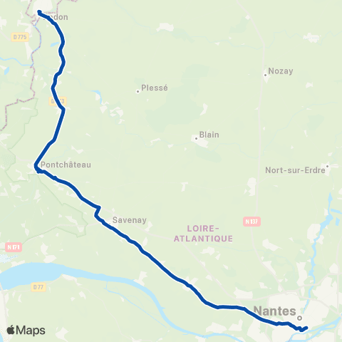 TER Aléop (Pays de la Loire) Nantes - Quimper map
