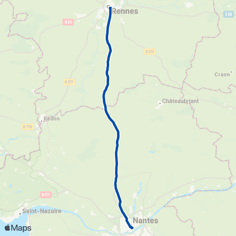TER Aléop (Pays de la Loire) Nantes - Rennes via Redon map