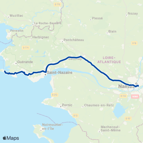 TER Aléop (Pays de la Loire) Nantes - le Croisic map