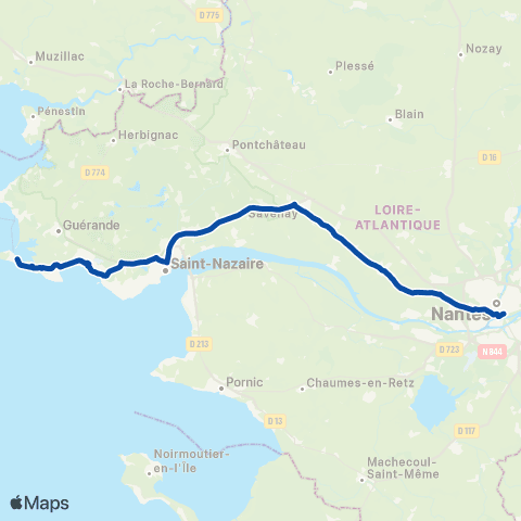 TER Aléop (Pays de la Loire) Le Croisic - Nantes - le Mans map