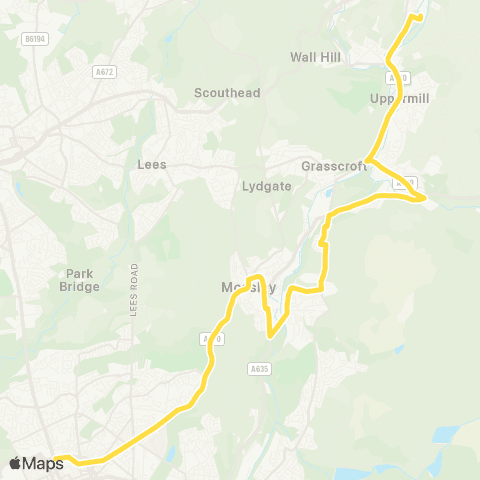 Bee Network Saddleworth School - Oldham Bus Station map