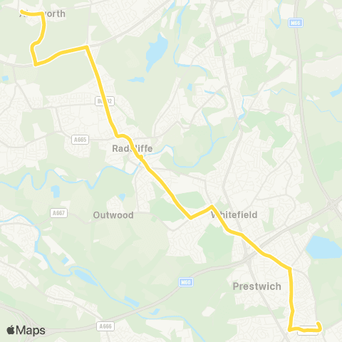 Bee Network Ainsworth Terminus - St Monica's HS map