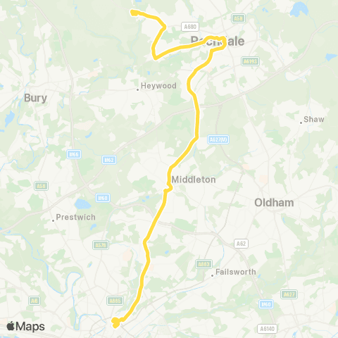 Bee Network Shudehill Interchange - Rochdale Interchange map