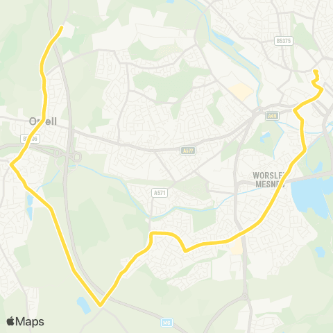 Bee Network Wigan Bus Sta - St John Rigby College map