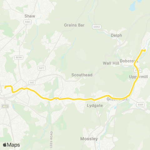 Bee Network Saddleworth School - Oldham Bus Station map
