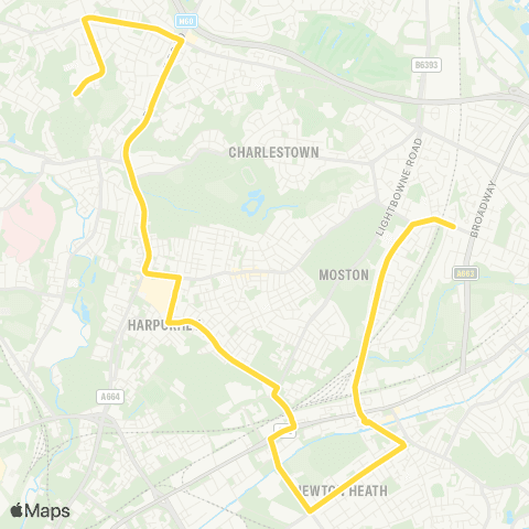Bee Network Broadway - Co-Op Academy Manchester map