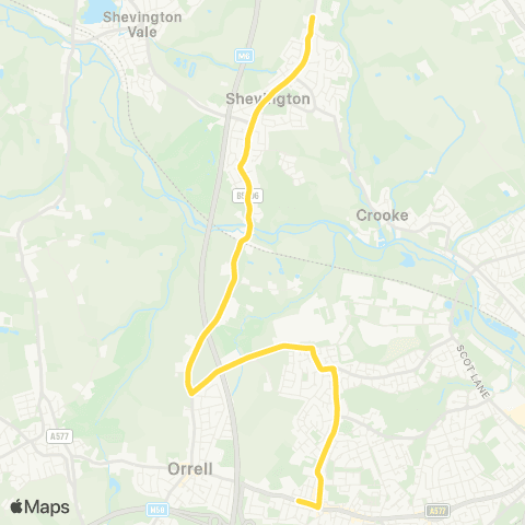 Bee Network Shevington High School - Chapel Street map