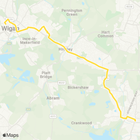 Bee Network Leigh Bus Station - Wigan Bus Station map