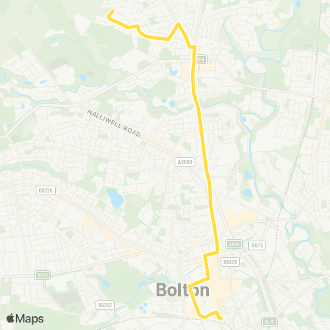 Bee Network Oldhams Estate Terminus - Bolton Interchange map