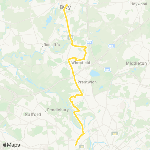 Bee Network Salford Shopping Ctr - Bury Interchange map