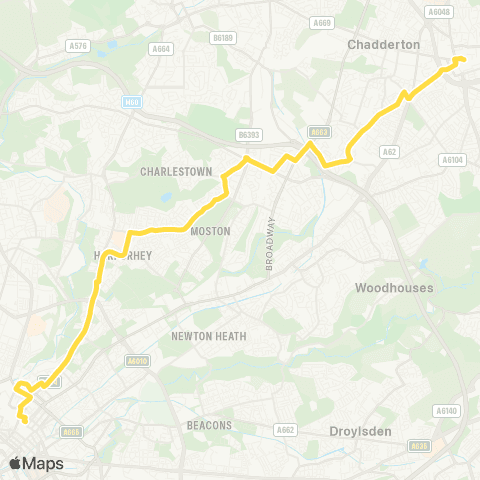 Bee Network Oldham Bus Station - Piccadilly Gardens map