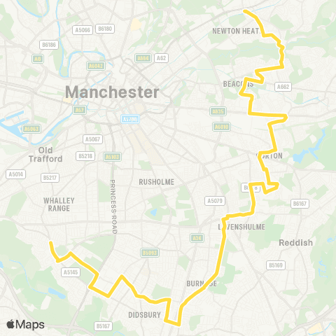 Bee Network Southern Cemetery Bus Sta - Newton Heath Terminus map
