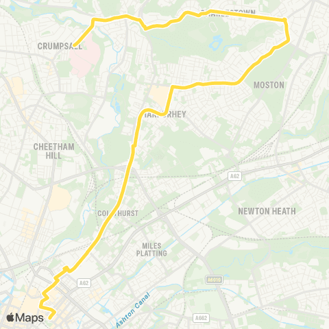 Bee Network Piccadilly Gardens - N Manchester General Hosp map