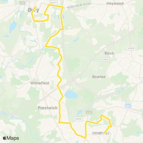 Bee Network N Manchester General Hosp - Bury Interchange map
