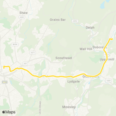 Bee Network Saddleworth School - Oldham Bus Station map