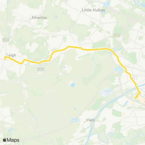 Bee Network The Trafford Ctr Bus Sta - Leigh Bus Sta map