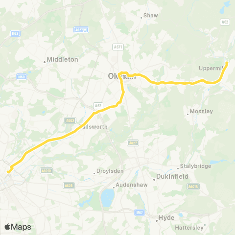 Bee Network Piccadilly Gardens - Uppermill Turning Area map