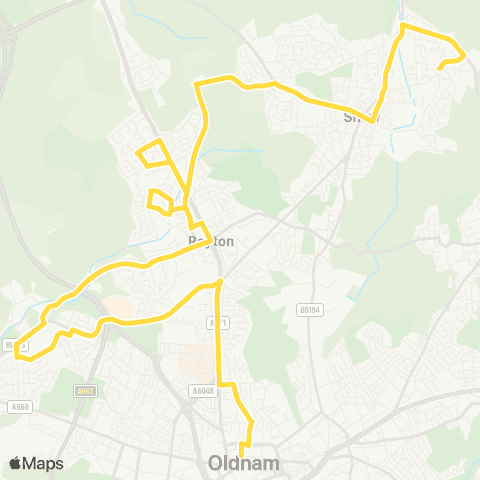 Bee Network Buckstones Terminus - Oldham Bus Station map