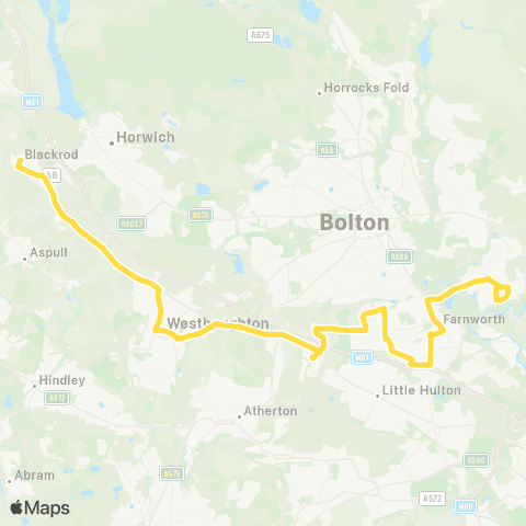 Bee Network Farnworth Bus Sta - Westhoughton Town Hall map