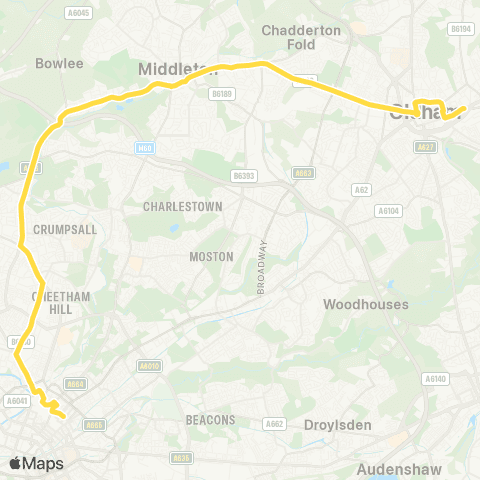 Bee Network Oldham Mumps Interchange - Piccadilly Gardens map