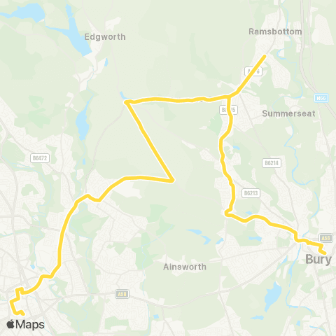 Bee Network Bolton Interchange - Bury Interchange map