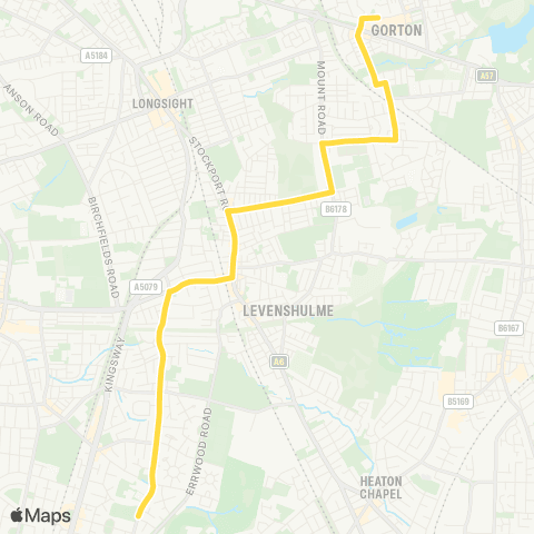 Bee Network Gorton Shopping Centre - Burnage Academy map