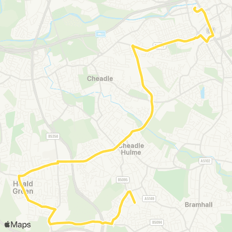 Bee Network Cheadle Hulme HS - Stockport Interchange map