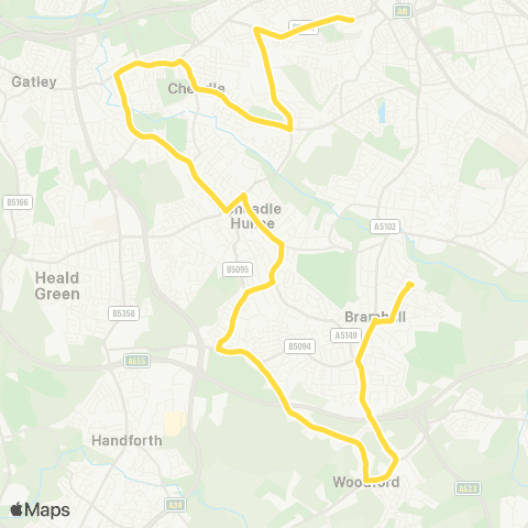 Bee Network Worrall Street - Bramhall High School map