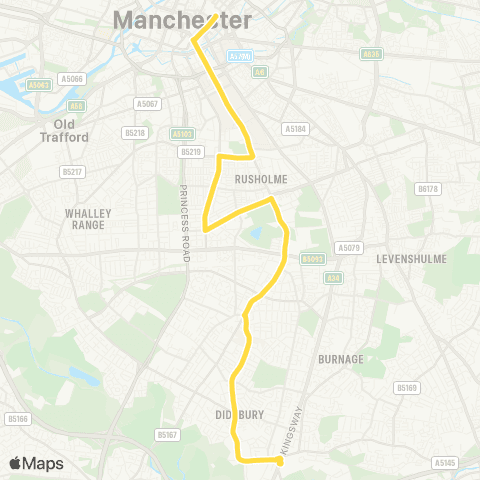 Bee Network Piccadilly Gardens - Parrs Wood map