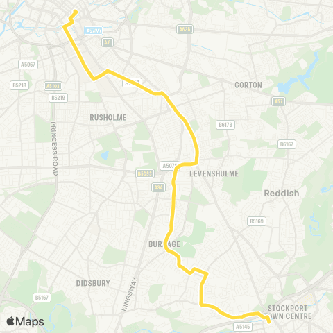 Bee Network Stockport Interchange - Chorlton St Coach Sta map