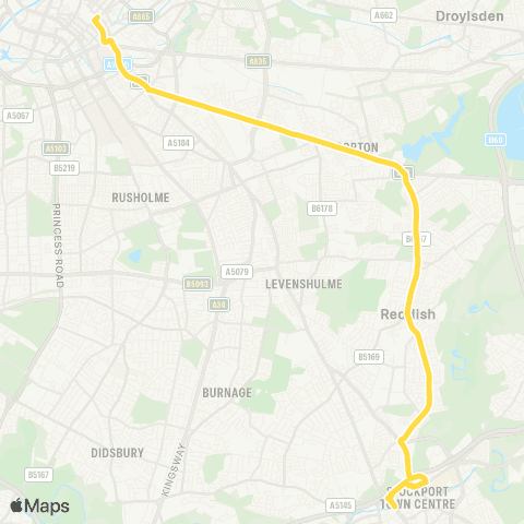 Bee Network Stockport Interchange - Piccadilly Gardens map