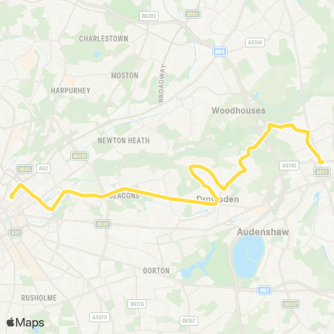 Bee Network Ashton-Under-Lyne Interchange - Piccadilly Gardens map
