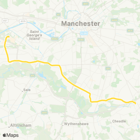 Bee Network The Trafford Ctr Bus Sta - Stockport Interchange map