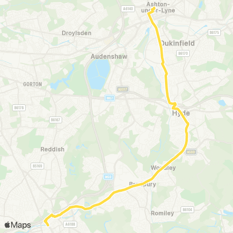 Bee Network Ashton-Under-Lyne Interchange - Stockport Interchange map