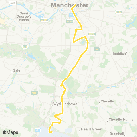 Bee Network Piccadilly Gardens - Manchester Airport The Sta map