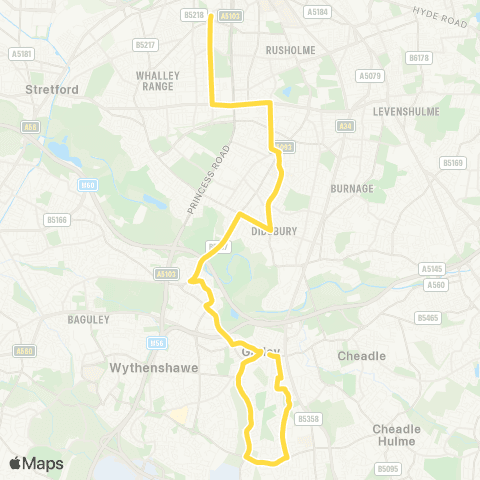 Bee Network Loreto College - Gatley Rail Station map