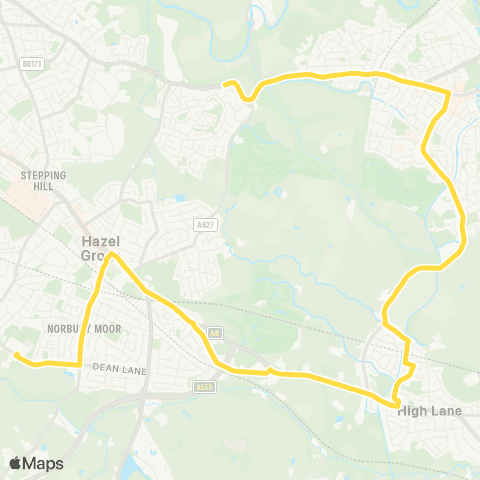 Bee Network Hazel Grove High School - Marple Old Rd map
