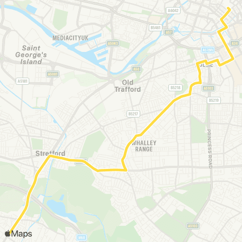 Bee Network Piccadilly Gardens - Chorlton Bus Sta map