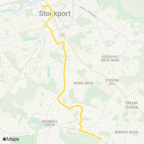 Bee Network Hazel Grove HS - Stockport Interchange map