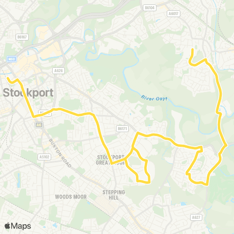 Bee Network Harrytown HS - Stockport Interchange map