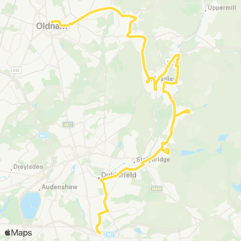 Bee Network Oldham Bus Station - Hyde Bus Station map