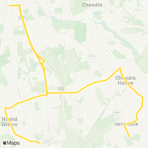 Bee Network Outwood PS - Cheadle Hulme HS map