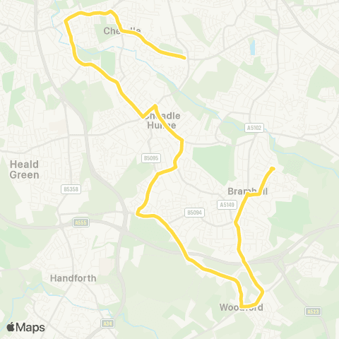 Bee Network Ladybridge Road - Bramhall High School map