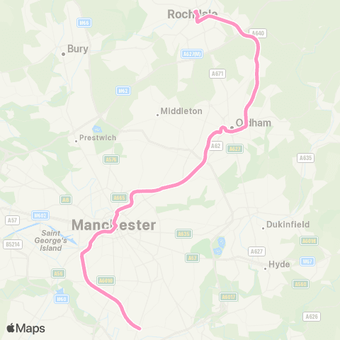 Metrolink Rochdale - E Didsbury map