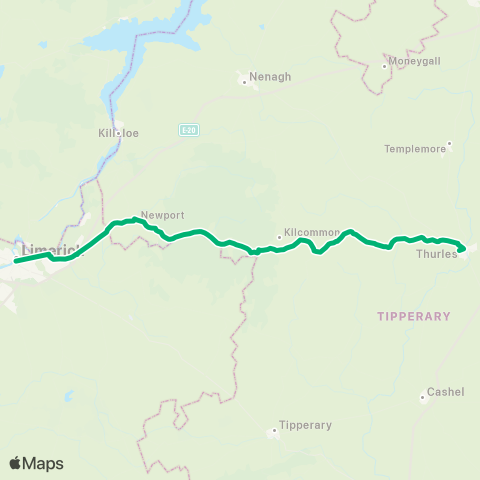 TFI Local Link Thurles - Limerick map