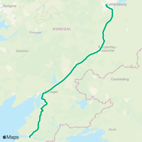 TFI Local Link Ballyshannon - Letterkenny map